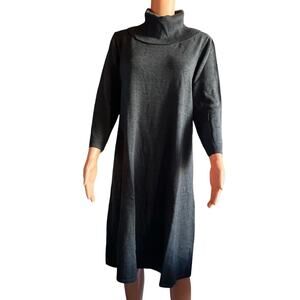 Black Label by Evan Picone Charcoal Turtleneck Cozy Sweater Dress Long Sleeve XL